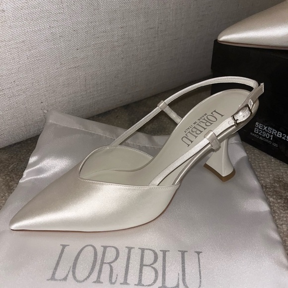 LORIBLU Slingback Satin Heels - Picture 3 of 5